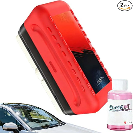 Automotive Oil Film Cleaning Brush, 2025 Upgraded Car Windshield Glass Cleaner for Car Windows, Glass Oil Film Remover Cleaning Board, Anti-Rain Fog, Improves Clarity (1 Set)