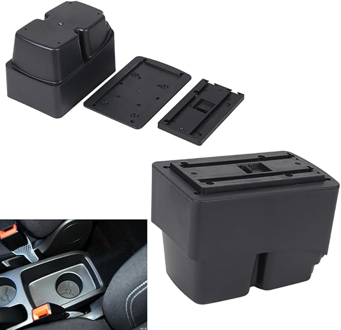 AULPHIKE Compatible with Ford Fiesta Armrest 3 MK7 2009-2017 Center Console Organizer Armrests Double Layer Storage Space with USB Ports