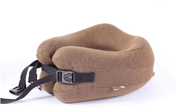 Neck Pillow Sleep Kit - 100% Memory Foam Travel Pillow, Compact Carry Bag, U-Shaped Airplane Car Flight Pillow, Breathable and Comfortable 360-Degree Head Support (Color : Brown)