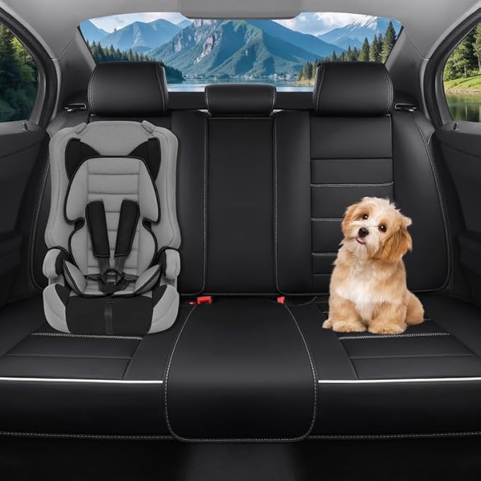 Car Seat Covers Full Set Custom Fit for Buick Regal 2009-2020-Luxury Leather with Lumbar Support, Breathable, Waterproof, Anti-Slip, Durable, Easy to Install (Black&White,Full Set)