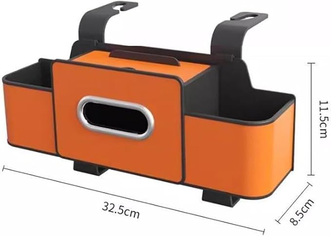 Car Organizers and Storage Box Behind Seat, Car Organizer Back of Seat, 4 in 1 Multifunctional Cars Organizer, For Snacks, Drinks, Bag Hook, Keep Tidy & Organized (White+Brown)