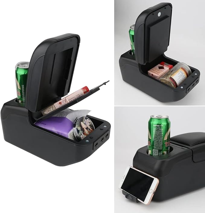 AULPHIKE Compatible with Nissan Versa Armrest 2020-2024 Center Console Organizer Armrests Double Layer Storage Space with USB Ports