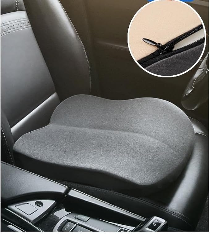 Adult Car Booster Seat Cushion, Car Seat Driver Height Boost Mat Memory Foam Car Seat Cushions Pad Improve Driving View Non-Slip 3D Office Chair Cushion Pressure Relief (Grey)