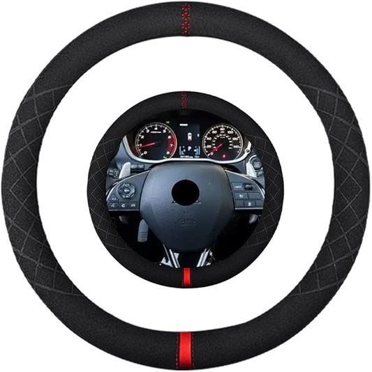 Suede Steering Wheel Cover,Compatible with Mitsubishi Eclipse Lancer Outlander Mirage Outlander Sport SuedeSport Non-Slip Wheel Cover Car Interior Accessories 15 inch for Man and Women