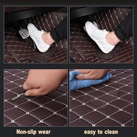 Custom Floor Mats for Cars，Luxury Full Coverage All Weather Car Floor Mats，Leather Car Mat Set ， Floor Mats for 99% of Cars, Trucks & SUVs (Blue-Green)