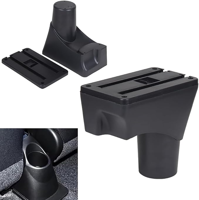 AULPHIKE Compatible with Nissan March Micra Armrest 2011-2016 Center Console Organizer Armrests Double Layer Storage Space with USB Ports