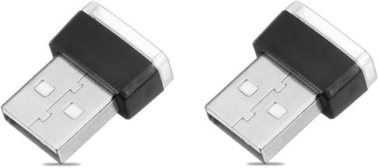 2 Piece Color Ultra USB Plug In Mini LED Car Interior Ambient Lighting Lamp Kit (WHITE)