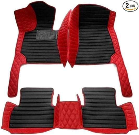 Custom Making Car Floor Mats Compatible with Audi BMW Mercedes-Benz Toyota Lexus Honda Infiniti Nissan Hyundai Kia All Models 2005-2026 (Striped Black and Red)