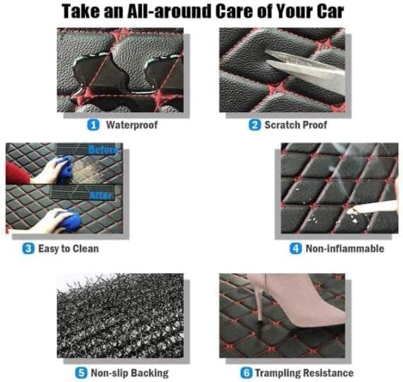 Custom Car Floor Mat Compatible with 97% Car Models Luxury Leather All Weather Waterproof Anti-Skid Full Coverage Car Mats (Red)