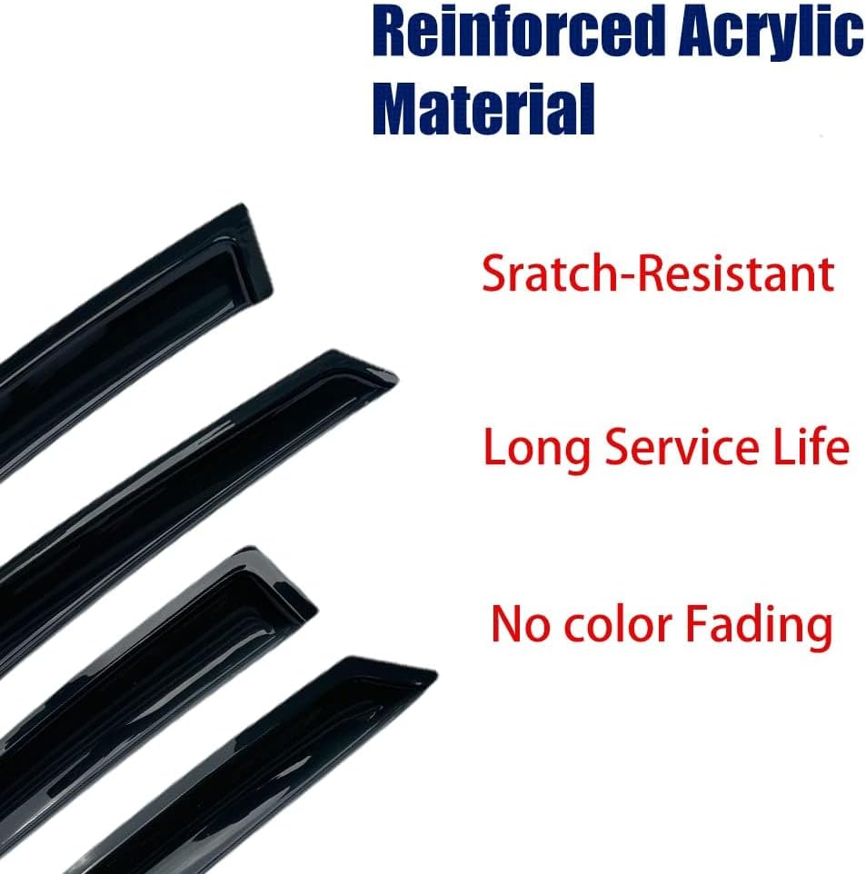 94514 Side Window Visor Wind Vent Deflector,4pcs Outside Mount Style Tap-On Sun Rain Guards Set,Dark Smoke Window Shade fit for 2007-2014 Chevy Tahoe/GMC Yukon