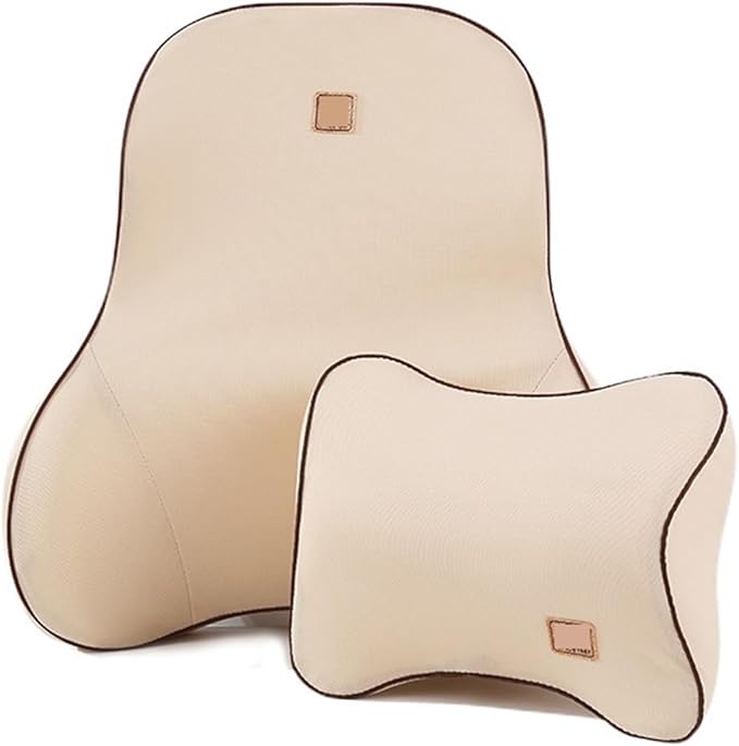 Car Driver Pillow Lumbar Support Back Cushion Fit for Seat Neck Pillow Washable Pillow Cushion(1 Set Black)