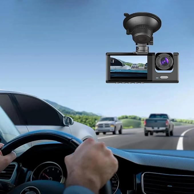 Dual Dash Camera for Car Front and Inside Dash Cam Car Security Video Recorder with Audio 1080P Vehicle Cam Plug and Play, WDR, Night Vision, G-Sensor Auto Lock, 2 Inch Screen