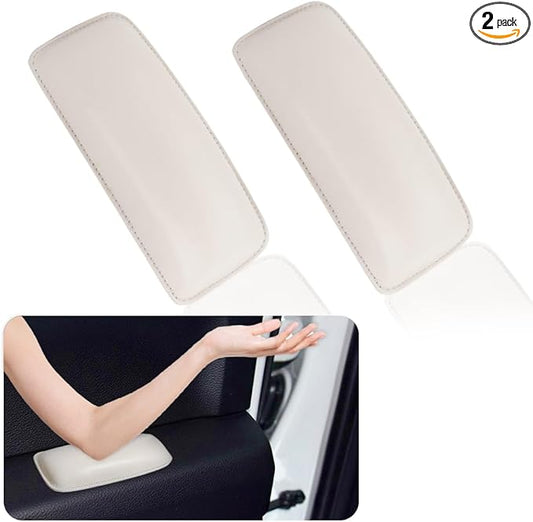 2PCS Car Knee Cushion,Soft Leather Car Door Armrest Pad for Knee Leg Elbow,Universal Car Center Console Cushion Pad Comfort Pillow Car Interior Accessories for Most Car SUV (Beige)