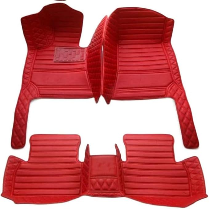 Custom Personalized Floor Mats for Cars，Luxury Full Coverage All Weather Car Floor Mats，Anti-Slip Leather Car Mat Set ，Custom Floor Mats for 99% of Cars, Trucks & SUVs (red)