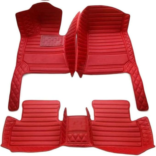 Custom Personalized Floor Mats for Cars，Luxury Full Coverage All Weather Car Floor Mats，Anti-Slip Leather Car Mat Set ，Custom Floor Mats for 99% of Cars, Trucks & SUVs (red)