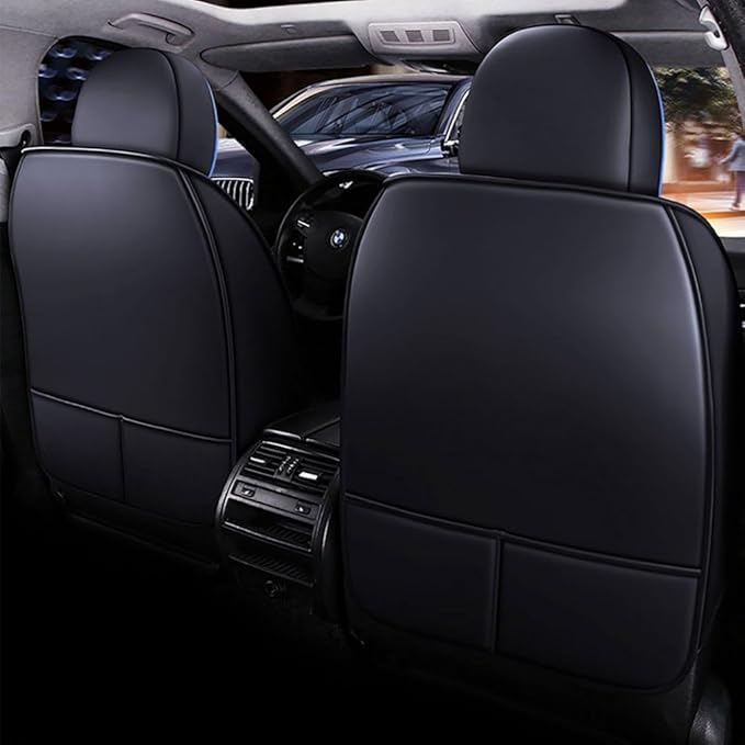 for Chevy Equinox Seat Covers 2005-2026, Full Coverage Customized Car Seat Covers, Premium Leather Waterproof Stain-Resistant Easy to Install (Standard 2 Seats, Black&Blue)