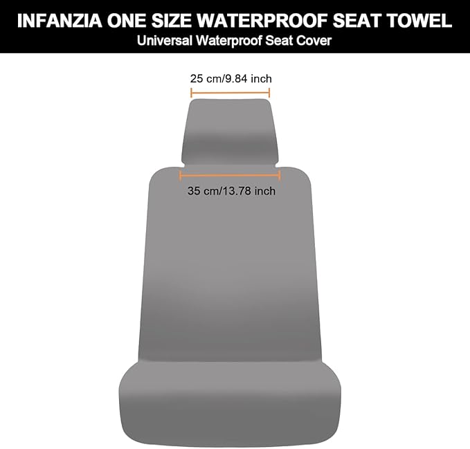 INFANZIA Premium Waterproof Seat Cover Towel Protector Neoprene Universal Fit, Upgraded 100% Washable & Removable Non-Slip Sweat Carseat Towel Covers, Perfect for Gym/Yoga/Workout（Beige,1PCS