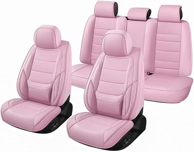 Car Seat Covers Full Set Fit for Buick Envista 2024-2026, Premium Faux Leather Waterproof Car Seat Protectors with Lumbar Support, Breathable Anti-Slip Easy to Install(Pink,Full Set)