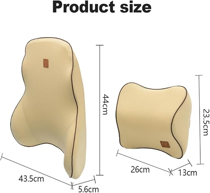 Car Driver Pillow Lumbar Support Back Cushion Fit for Seat Neck Pillow Washable Pillow Cushion(1 Set Black)