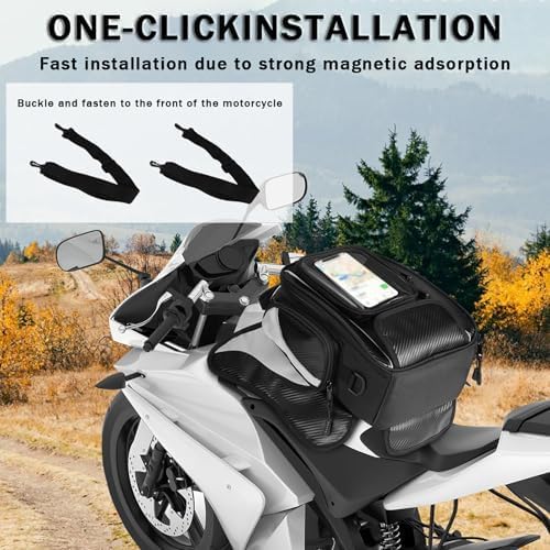 Motorcycle Tank Bag for Harley Davidson Pan America 2020-2024, Magnetic & Strap Mount Tank Bag for Motorcycles, Motorcycle Touring Navigation Luggage Bag Tank Bags, B Magnetic