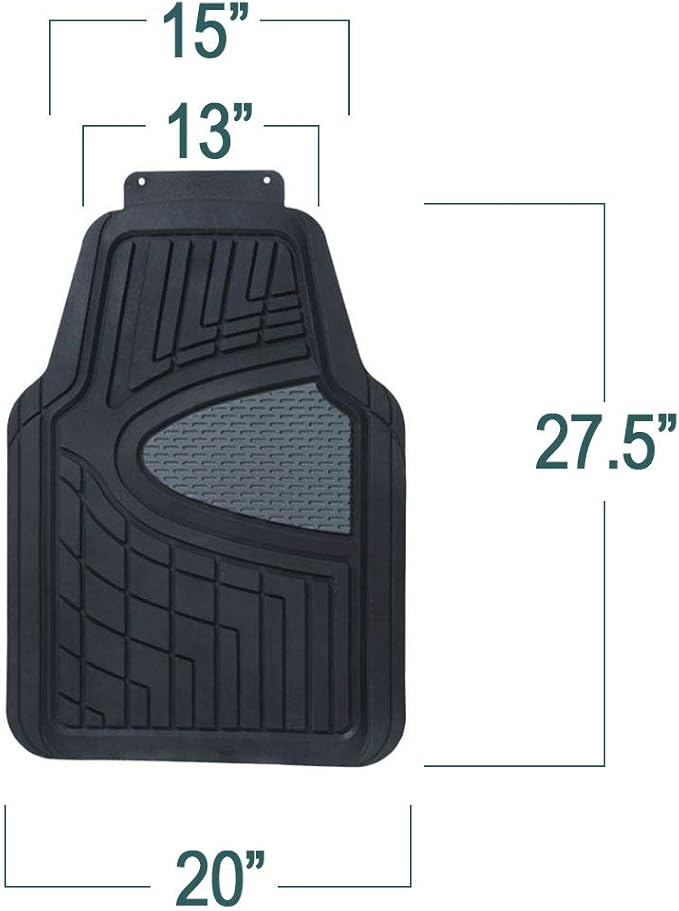 FH GROUP Car Seat Covers Premium Tall Channel Rubber Trimmable Floor Mats w. FH3001 Snake Pattern Silicone Steering Wheel Cover- Universal Fit for Trucks, SUVs, and Vans (Solid Black) F11311