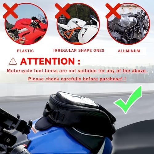 Motorcycle Tank Bag for Kawasaki Ninja 650 650R ZX6R ZX10R, Magnetic & Strap Mount Tank Bag for Motorcycles, Motorcycle Touring Navigation Luggage Bag Tank Bags, B Magnetic