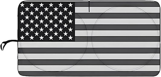 American Flag Car Windshield Sun Shade, Foldable Car Front Window Sunshade for Cars SUV Truck, Auto Interior Sun Protection Cover, Blocks UV Rays & Keeps Your Vehicle Cool (Black, L)