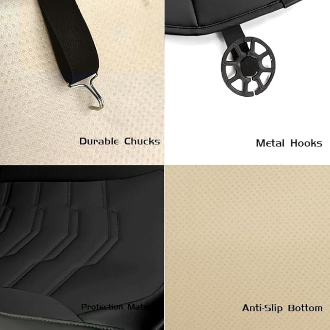 Seat Cover 2Pcs Custom Fit for Tesla Model Y/3 Car Seat Bottom Protector, Front Luxury Leather Car Seat Cushion, Wear-Resistant for 2020 2021 2022 2023 2024 Accessories (Black STG)