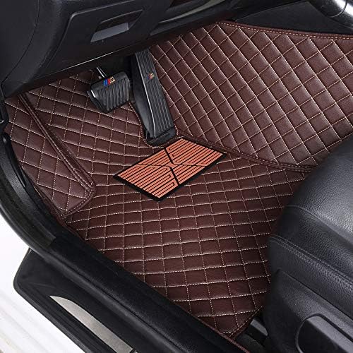 Custom Floor Mats for Cars fit 95% Sedan SUV Sports Car Full Coverage All Weather Men Women Pads Protection Non-Slip Leather Floor Liners (Black and White Stitching)