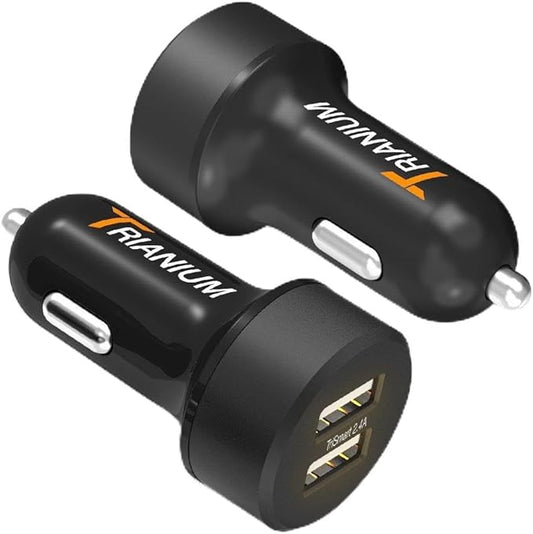 Trianium Car Charger 24W (2 Pack) Dual Charger Adapter, AtomicDrive SmartUSB Compatible iPhone 12 11 Pro Max/XR/XS Max/X/8/7/6s/6 Plus, iPad Pro/Air2/Mini,Galaxy S20,Note,LG,Nexus,HTC,Huawei,and More