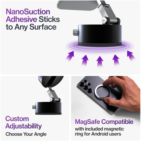 Statik HyperMount (Gen 2) Phone Mount, Magnetic Phone Holder, Car Mount for Phone Works on Smooth & Lightly Textured Surfaces, iPhone, Samsung, and Android Compatible