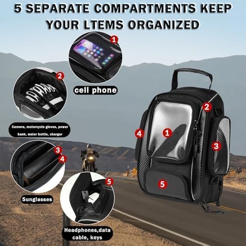Motorcycle Tank Bag for Honda VFR 800 X Crossrunner VFR800 800X, Magnetic & Strap Mount Tank Bag for Motorcycles, Motorcycle Touring Navigation Luggage Bag Tank Bags, B Magnetic