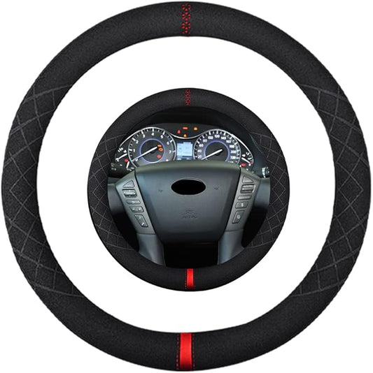 Suede Steering Wheel Cover,Compatible with Infiniti 2013 QX20 Leather Sport Non-Slip Wheel Cover Car Interior Accessories 15 inch for Man and Women