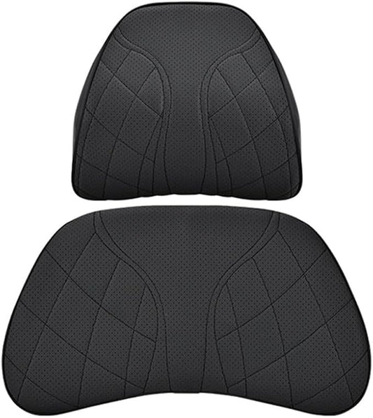 for Chevy Silverado 2007 2008 2009 2010 2011 2012 2013 Leather Car Seat Headrest Lumbar Cushion, Lumbar Support Pillow for Car,for Driving Traveling Relieving Neck Fatigue,3-B Black