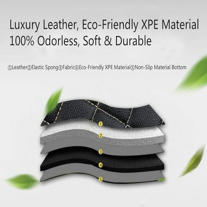 Customize Car Floor Mats for 99% Sedan SUV Sports Car All Weather Leather Full Coverage Waterproof Non-Slip Vehicle Lining Pads (Black Brown Stitching)