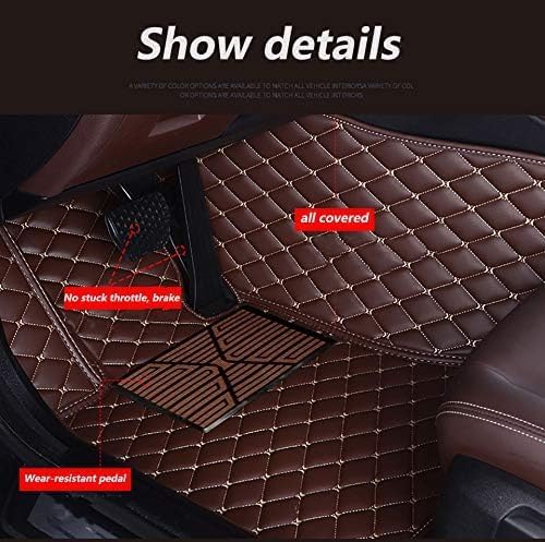 Custom Floor Mats for Cars，Luxury Full Coverage All Weather Car Floor Mats，Leather Car Mat Set ， Floor Mats for 99% of Cars, Trucks & SUVs (Edge Yellow, Middle Black Rice)