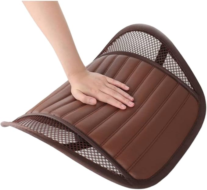Leather Lumbar Support Seat Cushion with Mesh Breathable Car Seat for Lower Back Pain, Ergonomic Backrest for Office Chairs Car(Blue)