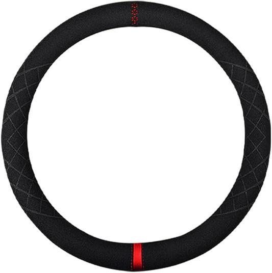 Suede Steering Wheel Cover,Compatible with Chevrolet Chevy Malibu Explorer Trax Seeker Suede Sport Non-Slip Wheel Cover Car Interior Accessories 15 inch for Man and Women