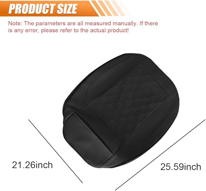 Luxury Faux Leather Car Seat Cover, Anti-Slip Waterproof Universal Front Bottom Seat Protector with Storage Pocket, Triangular Pattern Vehicle Seats Cushion for Sedans, SUVs, Trucks (Black)