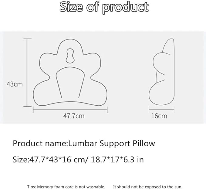 Lumbar Support Pillow for Office Chair, Back Pillow Lumbar Support for Car, Chair, Sofa - Improve Lower Back Pain Relief & Sitting Posture, Memory Foam Back Cushion for Long Sitting (Dark Grey)