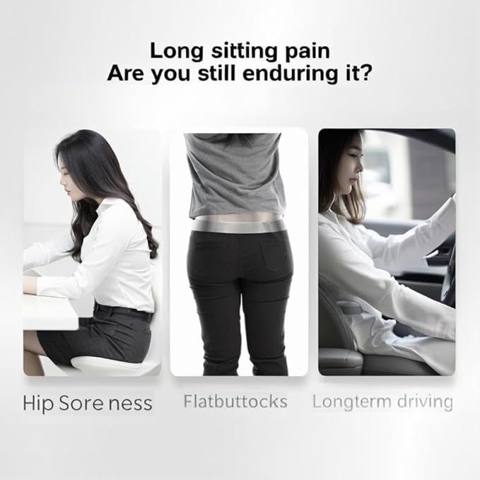 L-Shaped Memory Foam Seat Cushion with Lumbar Support-Ergonomic Car & Office Chair Cushion for Sciatica, Coccyx & Back Pain Relief Supports Hips & Back for Drivers & Long Sitting (Double Grey)