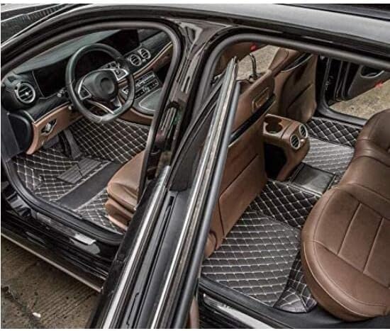 Custom Car Floor Mat Compatible with 97% Car Models Luxury Leather All Weather Waterproof Anti-Skid Full Coverage Car Mats (Blue)