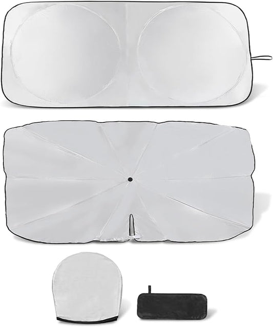 Retractable Windshield Sun Shade for car Windshield Sun Shade,99% UV Blocking,Long-Frequency and Short-Frequency Demand,Small(Sunshade 59.06"x27.56",Umbrella 55.12"x31.5")