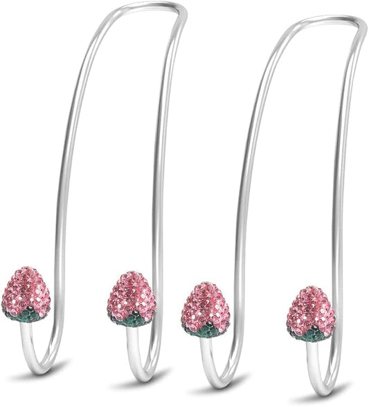Guoord Pink Car Accessories for Women, 2 Pcs Hot Pink Car Decor Hooks for Purses and Bags, Durable Backseat Holder, Strawberry Purse Hook Hangers, Storage Universal for SUV Truck & Van