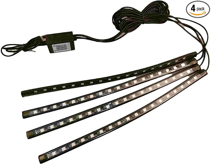 USB Adapter Light Strip, Car Neon Decorative Light, Car Ambient Lighting Kit, 8 Color Belt Remote Control, Interior Light, Music Synchronization Mode, Pickup and SUVS, 4 Light Strips, 5V