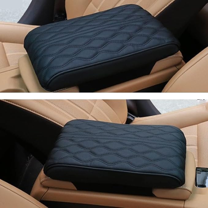 Leather Car Armrest Box Pad, 2025 Upgrade Universal Auto Arm Rest Cushion Memory Cotton Armrest Box Pad, Car Center Console Cover for Most Vehicle, Car Accessories (#8)
