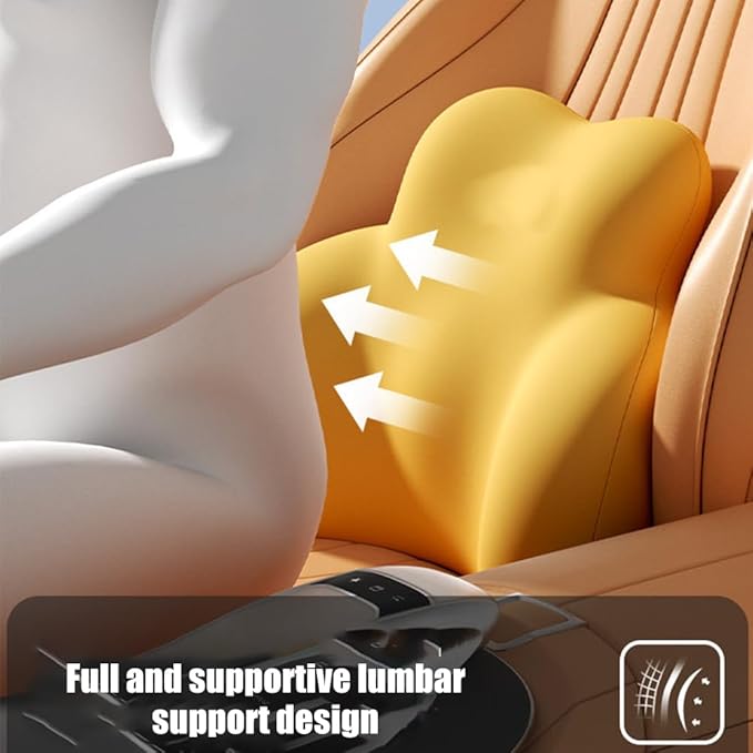Car Lumbar Support Pillow for Ford Explorer Electric SUV 2024 Memory Foam Back Support Cushion Breathable Car Seat Lumbar Pad Accessories,Yellow
