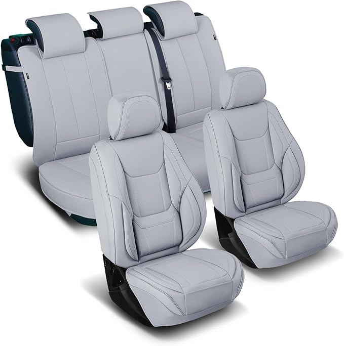 Coverland Custom Fit Car Seat Covers for SUV Compatible with [CX‑5, HR‑V, Passport, Escape, CX‑30, Bolt EUV, ASXa] Premium Waterproof Non-Slip Interior Seat Protector [Full Set Gray - Size Chart X84]