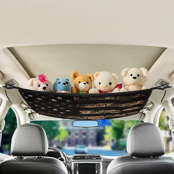 American Flag Print Car Roof Storage Bag Car Organizer for Car Seat Premium Car Seat Organizer One Size Car Travel Accessories Suitable for Cars, SUVs