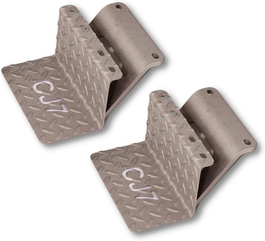 CJ5 Side Steps Compatible with Jeep © CJ Vehicles (Pair) - Solid Steel Construction - Metal Diamond Treadplate Traction Design - Universal Fitment on Classic CJ-5 (CJ7 Cutout)
